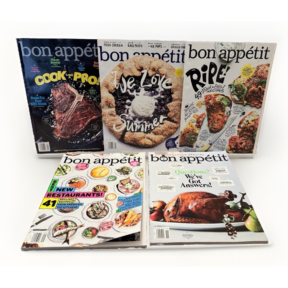 Bon Appetit Magazine 2015 LOT Issues Illustrated Staging Recipes Gourmet Food